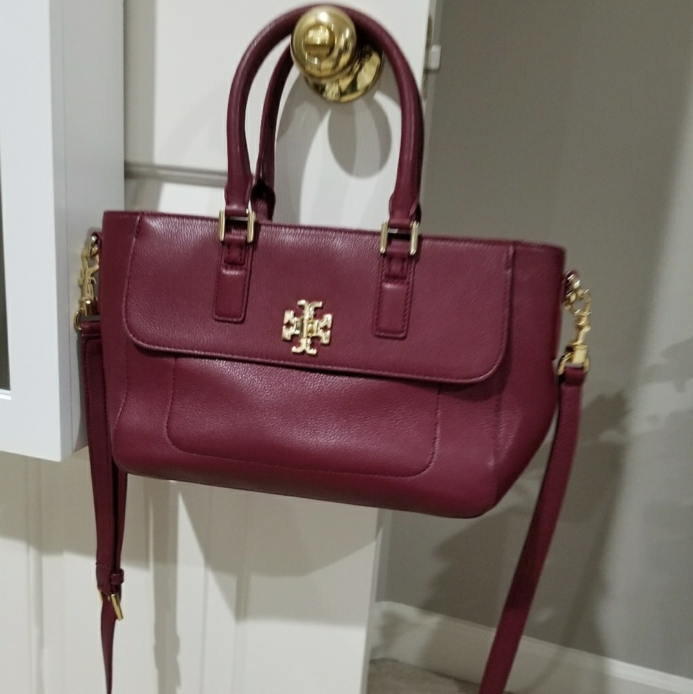 Tory Burch Mercer mini satchel shiraz burgundy bag
